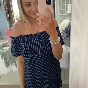 Abercrombie and Fitch Striped Swing Dress (Navy)